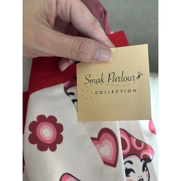 NWT SMAK PARLOUR Mushroom Girl 60s Retro Style Mini Skirt 2x/18 Red White - Picture 3 of 7